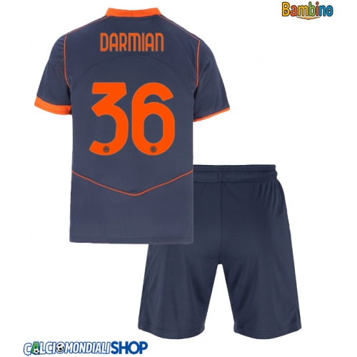 Maglie da calcio Inter Milan Matteo Darmian #36 Terza Maglia Bambino 2025-26 Manica Corta + Pantaloni corti)